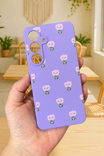 Vip Case Samsung Galaxy S25 - MİNİ LALE DESENLİ Silikon Darbe Emici Klasik Ko...