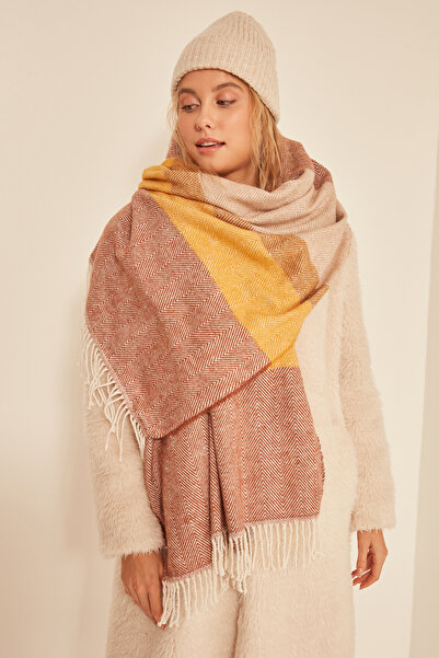 Axesoire 13809 М'яка тканина з візерунком у вигляді спини риби, помаранчева, товста шаль на плечі