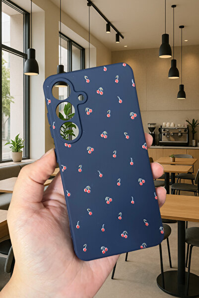 Vip Case Samsung Galaxy M34 - MİNİ KİRAZ DESENLİ Silikon Darbe Emici Klasik K...