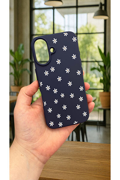 Vip Case iPhone 16 Plus Uyumlu MİNİ PAPATYA DESENLİ Silikon Darbe Emici Klasik Korumalı Rubber Kılıf