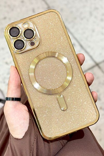 Vip Case iPhone 12 Pro Max Kamera Korumalı Parlak Simli Magsafe Destekli Modern Shimmer Kılıf