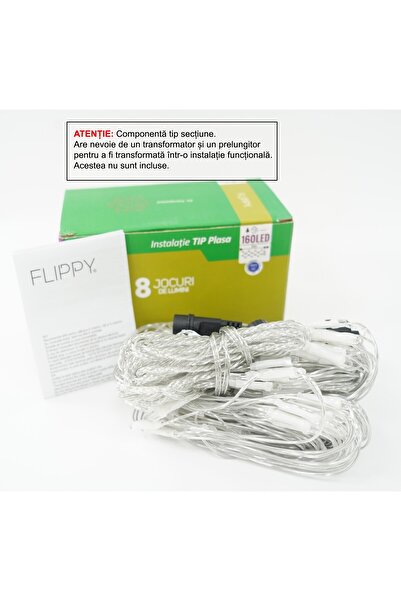Flippy Instalație, 160 LED-uri, 2 m x 2 m, 8 efecte, Interconectabil, Cablu t...