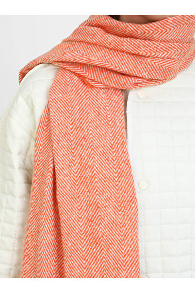 Tuva Herringbone Plain Shoulder Shawl - Orange -