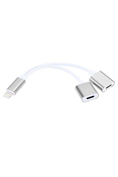 SOHO Adaptor 2 in 1 iPhone, iPad, Lightning, headphones and charger, splitter, White/Silver