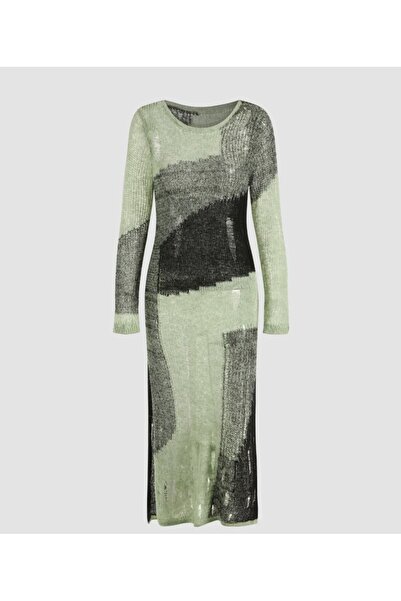 ARDSU CIDER Örgü Patchwork Yırtık Midi Elbise