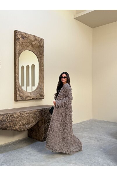 Cistern İstanbul Γυναικεία μακριά ζακέτα με λεπτομέρεια με φούντα