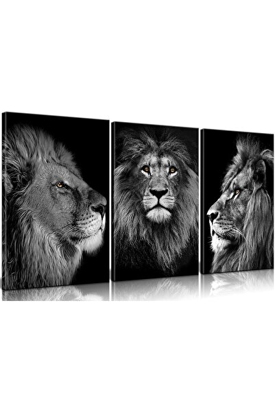 Emoda home Trove لوحة فنية جدارية من قماش أسد أبيض وأسود من ALAYRA من NCYEL م...