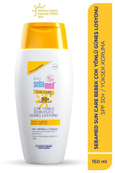 Sebamed Bebek Güneş Losyonu SPF 50+ 150 ml UVA UVB Filtreli E Vitamini Koruyucu Yüksek Koruma Hassas