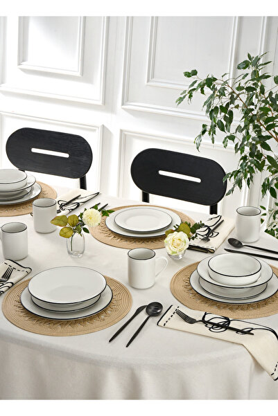 Karaca Emma 30 részes porcelán étkészlet 6 személyes, fehér