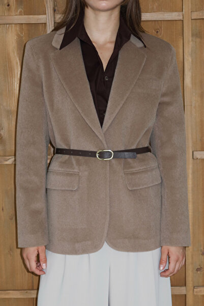 Trendyol Collection Mink Belted Cashmere Regular/Normal Fit Blazer Blazer Jacket Twoaw26Bc00041