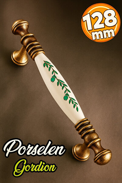 Badem10 Gordion (PREMİUM) Porselen Eskitme Antik Beyaz 128 Mm Mobilya Mutfak Dolabı Dolap Kulpu Kulbu