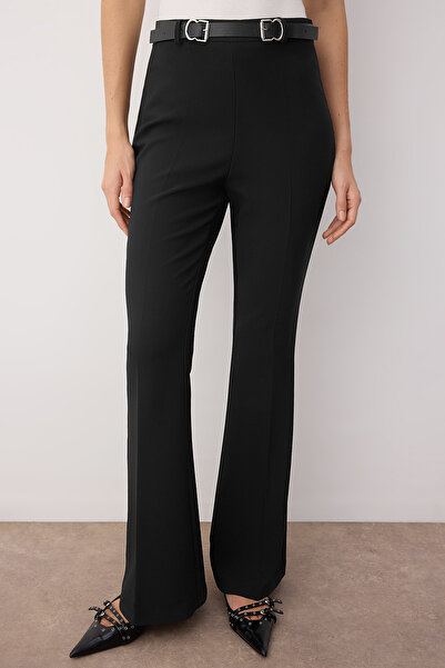 Trendyol Collection Black Belted Flare Wide Leg Pants Twoaw26Pl00034