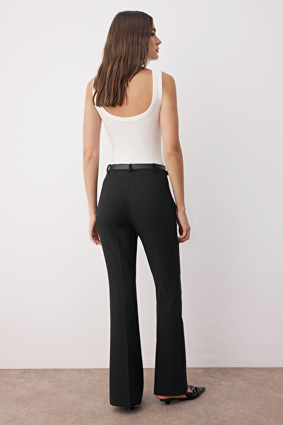 Trendyol Collection Black Belted Flare Wide Leg Pants Twoaw26Pl00034