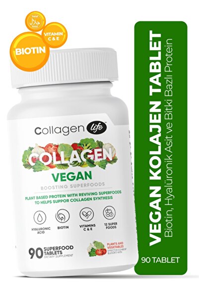 COLLAGEN LIFE Biotin, Hyaluronıc Acıd ve Bitki Bazlı Protein Tozu ile Vegan K...