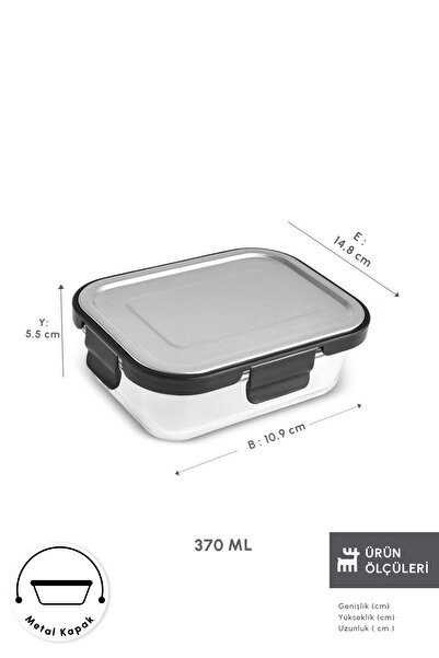 Karaca حاوية تخزين زجاجية بغطاء معدني من فيرا سعة 370 مل