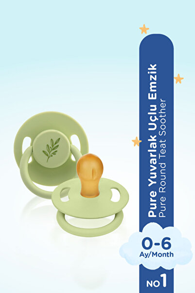 Wee Baby Pure Yuvarlak Uçlu Kauçuk Emzik No:1 Yeşil 0-6 Ay