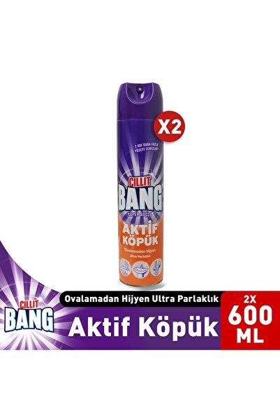 Cillit Bang Aktif Köpük Geniş Yüzeylere Özel Duş Ve Küvet Yağ Ve Kireç Çözücü Sprey 600 ml X 2