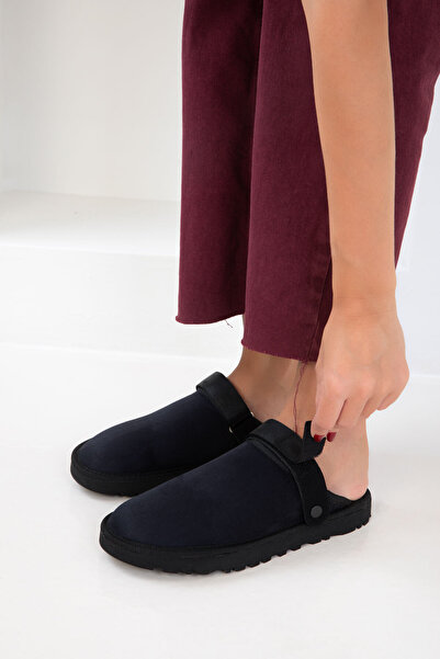 SOHO Black Suede Women's Slippers 20882