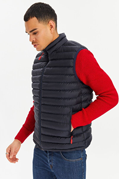RİVERCLUP Men's Navy Blue Lined Windproof Inflatable Vest