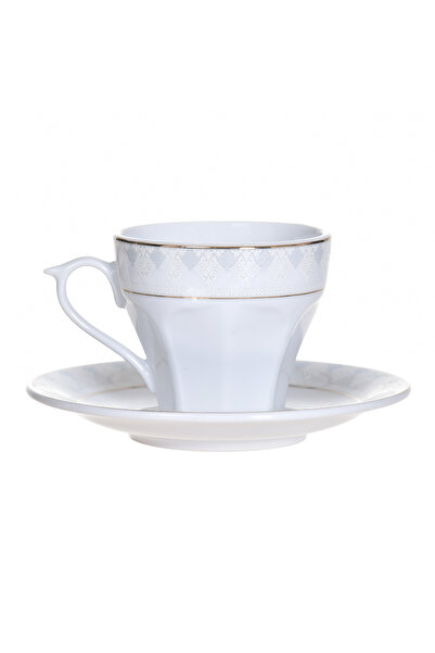 Eljado Dinova Narbon 12-Piece Coffee Set, Porcelain with Gold-Trimmed Edges, 150ml