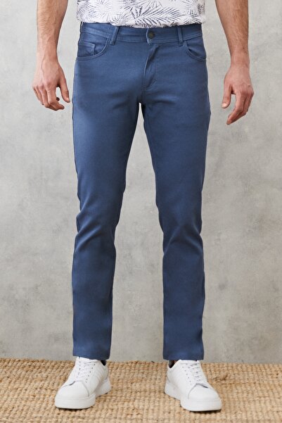 ALTINYILDIZ CLASSICS Ανδρικό ευέλικτο παντελόνι Petrol Slim Fit Slim Fit Dobby 5 Pocket