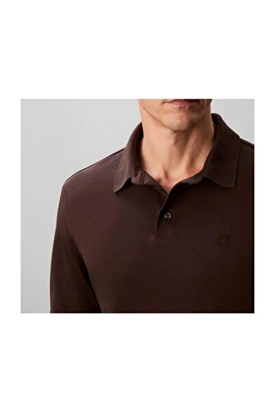 Calvin Klein Pamuklu Regular Fit Düğmeli Polo Yaka Sweat LV040EM909GRO Erkek POLO YAKA SWEAT LV040EM