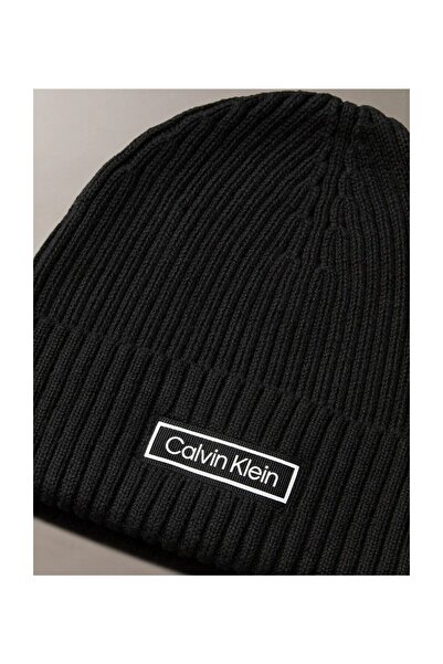 Calvin Klein Logolu Pamuk ve Kaşmir Karışımlı Örme Bere LV04D8053GUB1 Erkek BERE LV04D8053G UB1