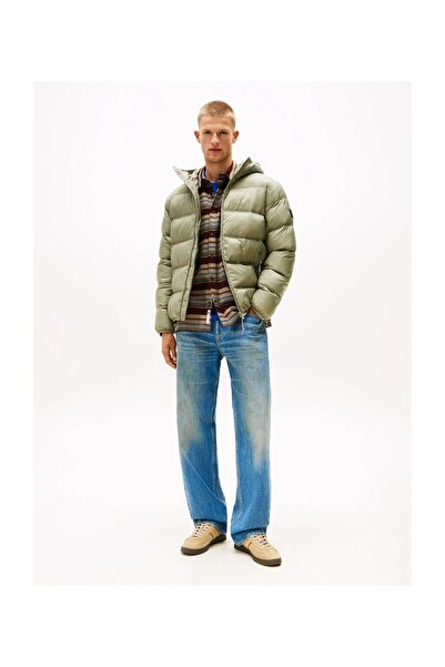 Tommy Hilfiger Erkek Kapüşonlu Şişme Mont - Haki