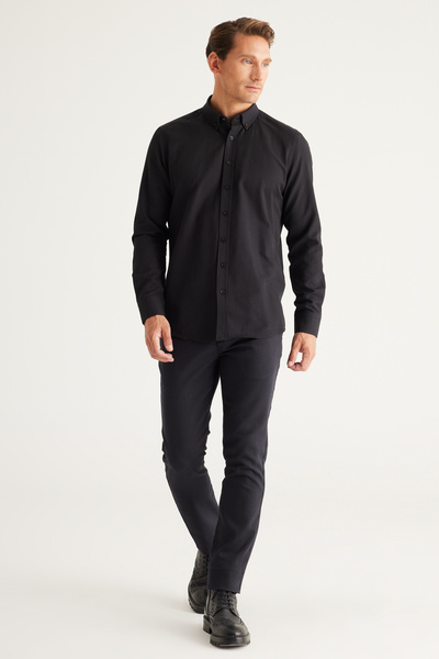 ALTINYILDIZ CLASSICS Чоловічі антрацитові еластичні брюки Slim Fit з бавовни - з боковими кишенями