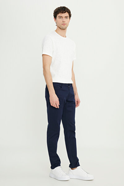 ALTINYILDIZ CLASSICS Чоловічі сині бавовняні брюки Slim Fit з 5 кишенями, еластичні, у повсякденному стилі