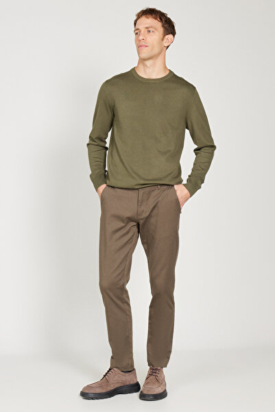 ALTINYILDIZ CLASSICS Erkek Haki Slim Fit Dar Kesim Pamuklu Esnek Chino Pantolon