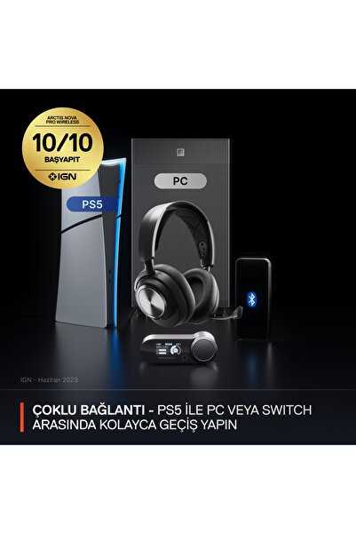 SteelSeries Arctis Nova Pro Wireless 7.1 Surround PC/PS Mikrofonlu Siyah Kablosuz Gaming Kulaklık