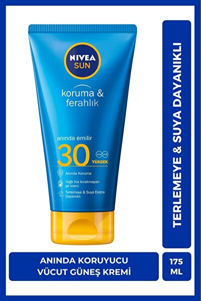 NIVEA SUN SPF30 Yüksek Güneş Koruyucu Ve Ferahlatıcı Krem 175ml,Ter ve Suya Karşı Dayanıklı,Anında Koruma