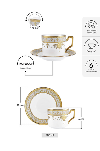 Karaca Tuğra 6 Kişilik Kahve Fincan Takımı 100 ml