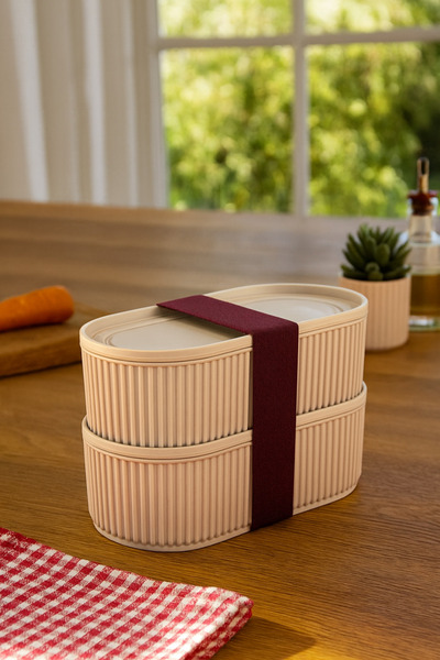 TRENDYOLMİLLA HOME Set of 2 Practical Storage Containers/Lunch Boxes with Elastic Bands 2X(1100 ml) Tphss25Skb00005