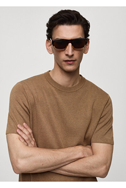 MANGO Koyu Camel Erkek T-Shirt 77080583