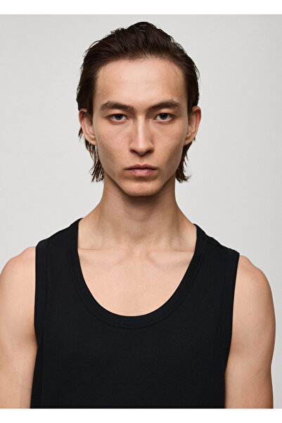 MANGO Μαύρο ανδρικό T-Shirt 77062538