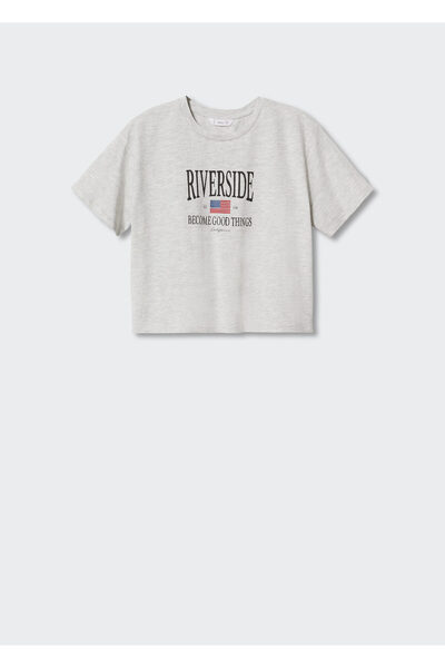 MANGO Kids T-shirt για κορίτσι σε ανοιχτό γκρι χρώμα