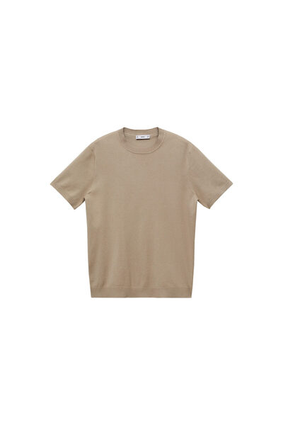 MANGO Μπεζ ανδρικό μπλουζάκι 77060587