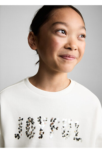 MANGO Εκρού φούτερ για κορίτσι 77029234