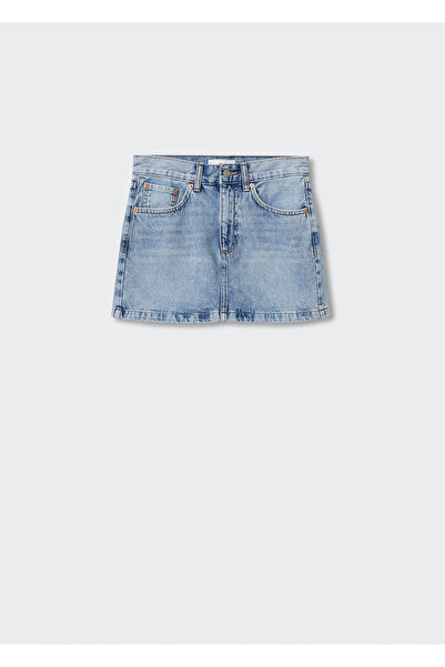 MANGO Orta Denim Rengi Kadın Etek 37010080
