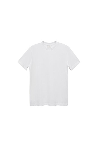 MANGO Tricou alb pentru bărbați 77070606