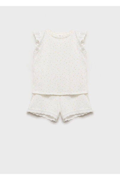MANGO Kirik Beyaz Kız Çocuk Pijama Altı 87075974