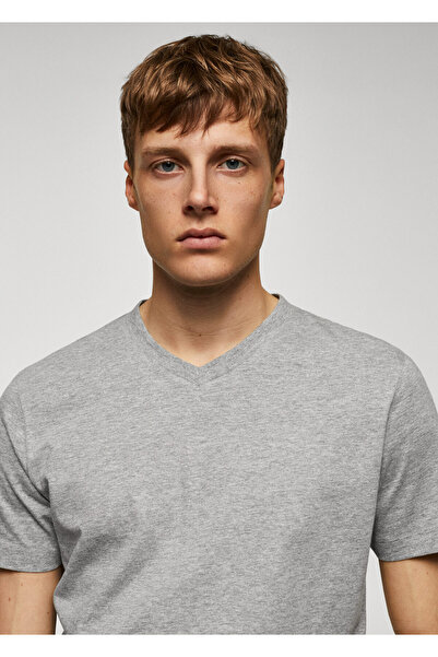 MANGO Metal Grisi Erkek  T-Shirt 57201053