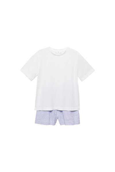 MANGO Partea de pijama de damă albastră porțelan 87063275