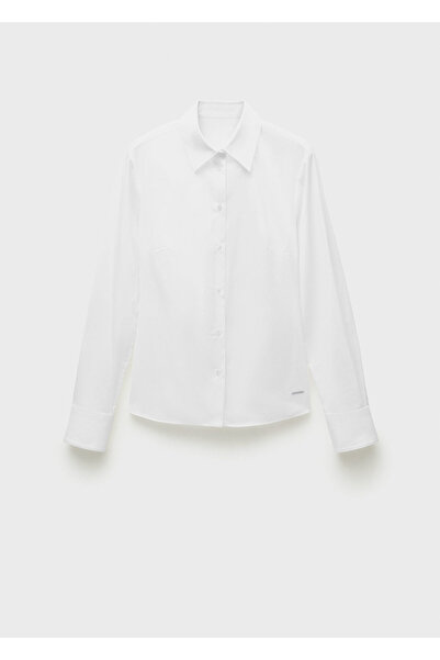 MANGO Woman Bedene oturan poplin gömlek