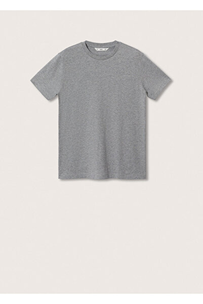 MANGO Metallgraues Herren-T-Shirt 37401031