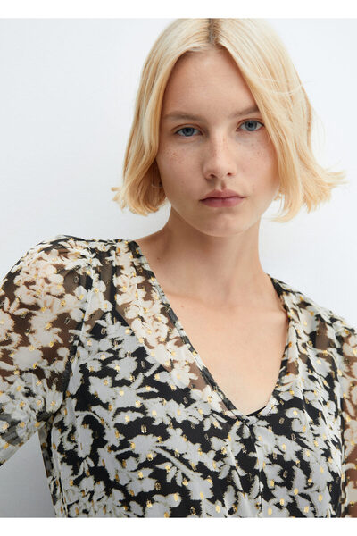 MANGO Woman Çiçek desenli midi elbise