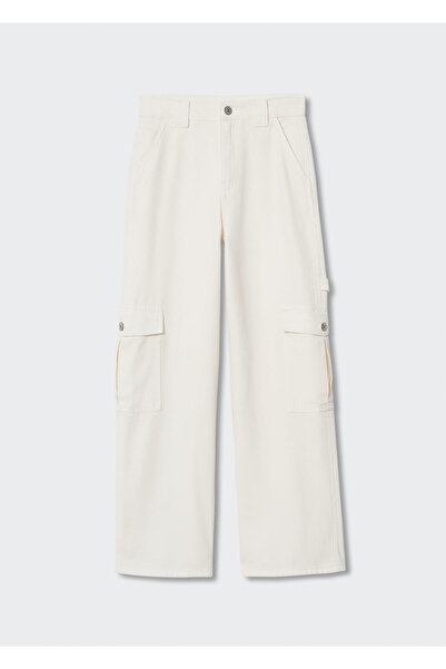 MANGO Kids Kız Çocuk Kırık Beyaz Pantolon