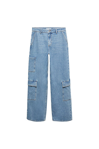 MANGO Woman Pantaloni cargo largi, cu buzunare